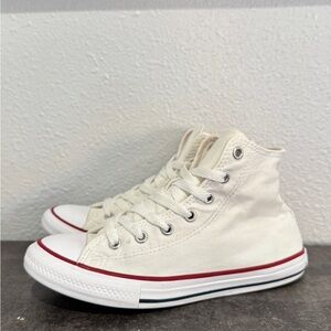 Converse Kids White High-Top Sneakers with Red Trim